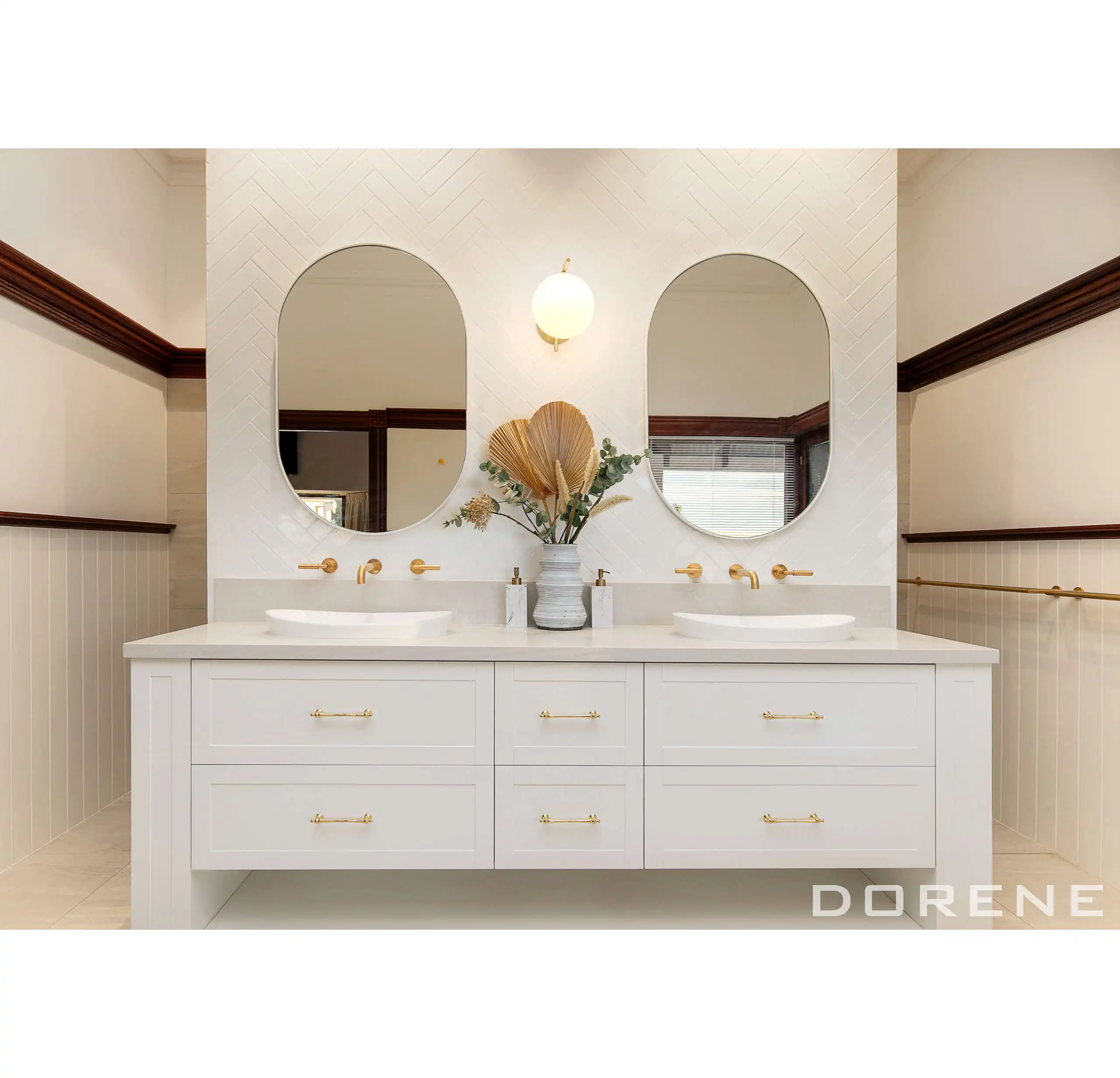 2024 Dorene, lavabo doble de Color blanco de gama alta, muebles de baño, agitador, puerta, tocador de baño