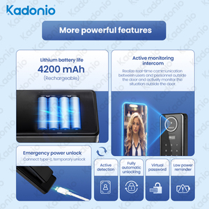 Kadonio Tuya Smart Zwei-Wege-Gegensprechanlage Palm Finger Print Card Digitaler Code Gesichts erkennung Biometrisches Zugangs türschloss - Product Image 3
