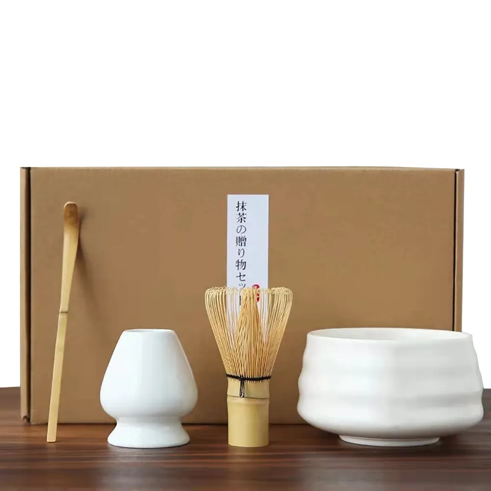 Set Matcha strumento ciotola di bambù cucchiaio spazzola da tè matcha set regalo in ceramica Matcha frusta kit strumento di miscelazione caffè set da tè
