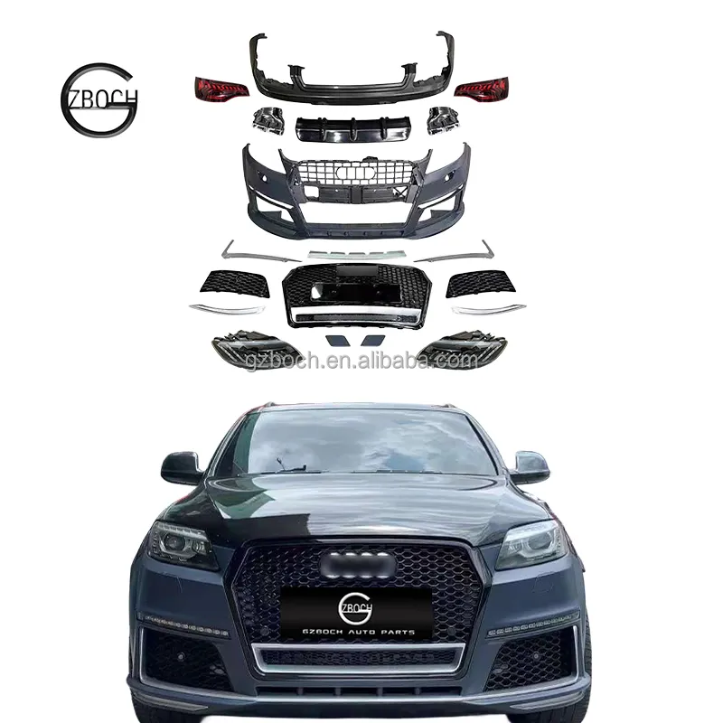 Q7 để rsq7 cơ thể Kit cho 2007 + Audi Q7 sq7 nâng cấp rsq7 xe Bumper xe lưới tản nhiệt Q7 khuếch tán lời khuyên đèn hậu cho Audi Q7 đèn pha