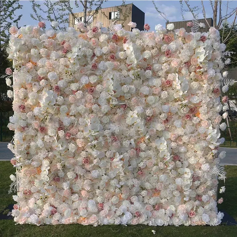 Centrotavola matrimonio 5D rosa bianca artificiale sfondo muro di fiori per matrimonio