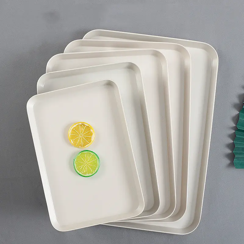 Квадратный белый пластиковый сервировочный лоток из меламина с логотипом под заказ, Штабелируемый плотный лоток из меламина для ресторана, дома, отеля