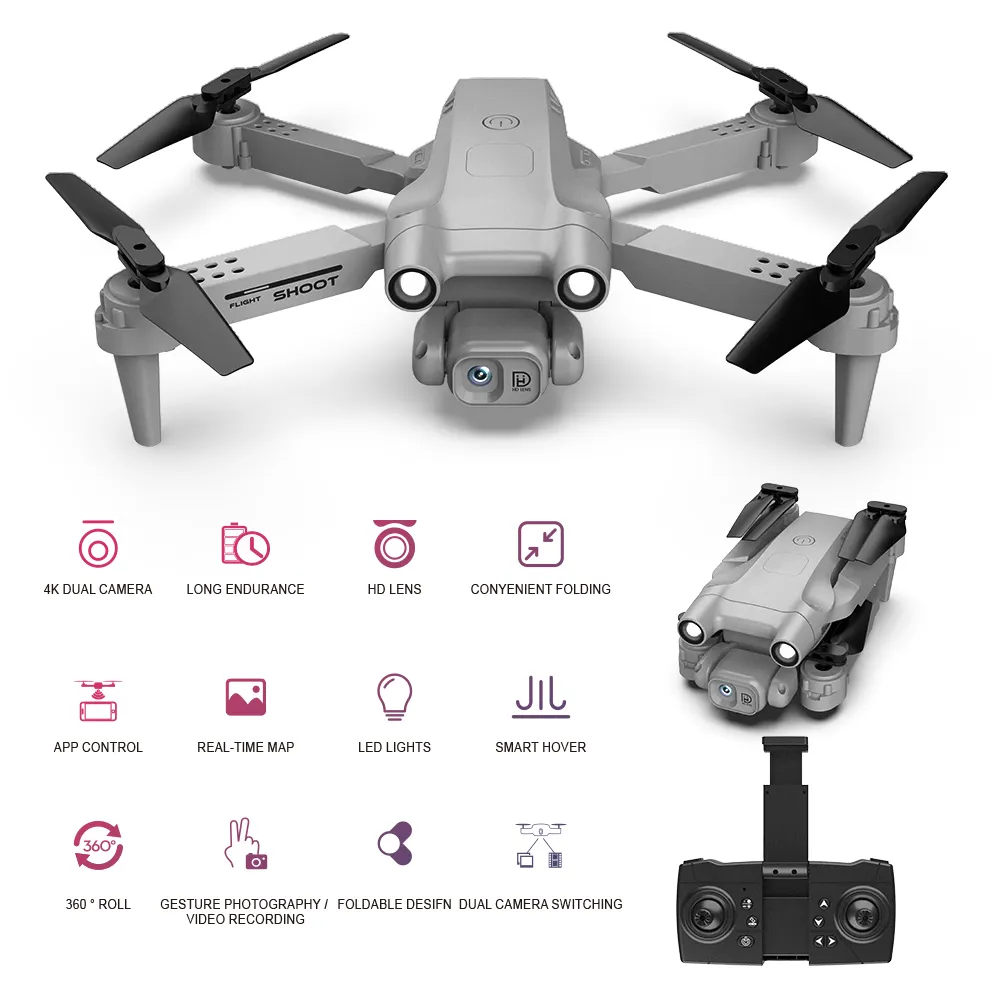 2023 Hotsale pieghevole drone batteria batteria sacchetto di plastica telecomando 2023 vendita calda nuovo pieghevole S162 professionale 4k motore 716