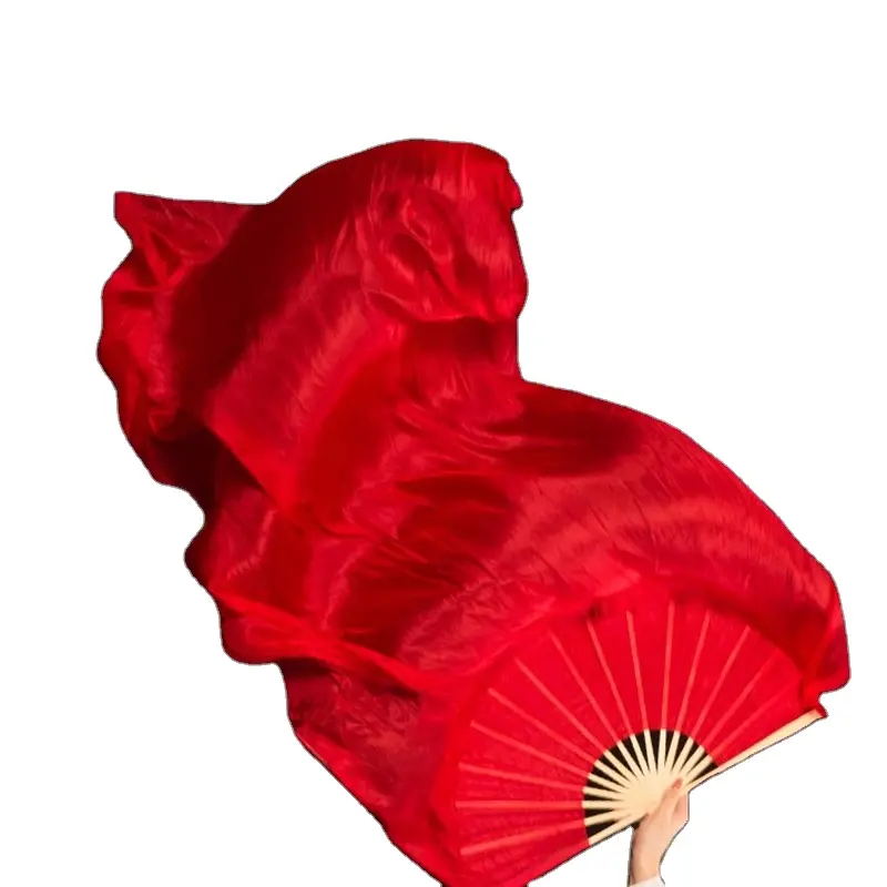 Dance Fan Centennial Red Boat Klassischer Tanz Long Silk Fan Pure Silk Big Red Plus Long Fan Dance Requisiten