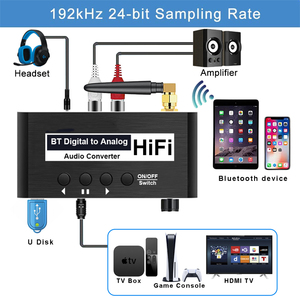 192KHz DAC dijital Analog ses dönüştürücü Bluetooth alıcısı optik SPDIF Toslink USB Disk RCA 3.5mm Jack amplifikatör - Product Image 3