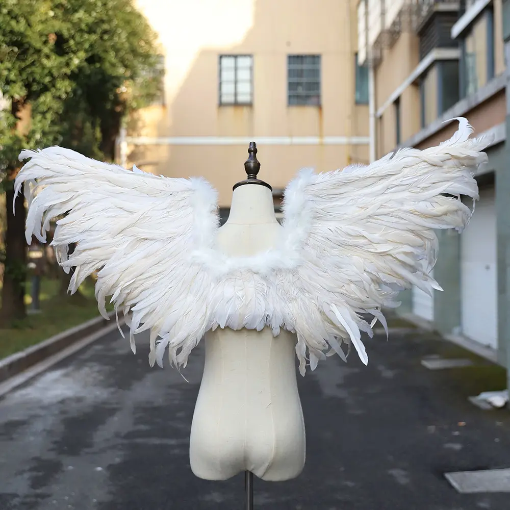 Verdadeiro decoração ouro azul longo grande adulto avestruz coque cauda pena humano branco anjo asas conjuntos para a decoração do partido de carnaval