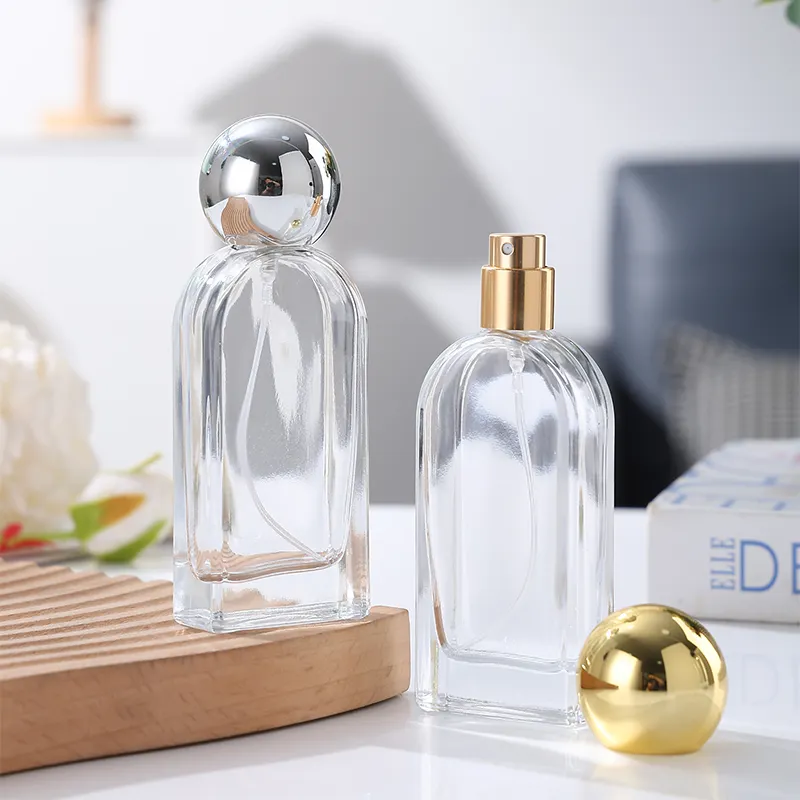 Lüks 30ml100ml boş cam doldurulabilir düz kare sprey Parfum şişe oda parfümü pompa püskürtücü parfüm şişesi