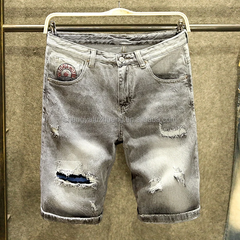 Summer new men's Denim Shorts men's jeans tight shorts