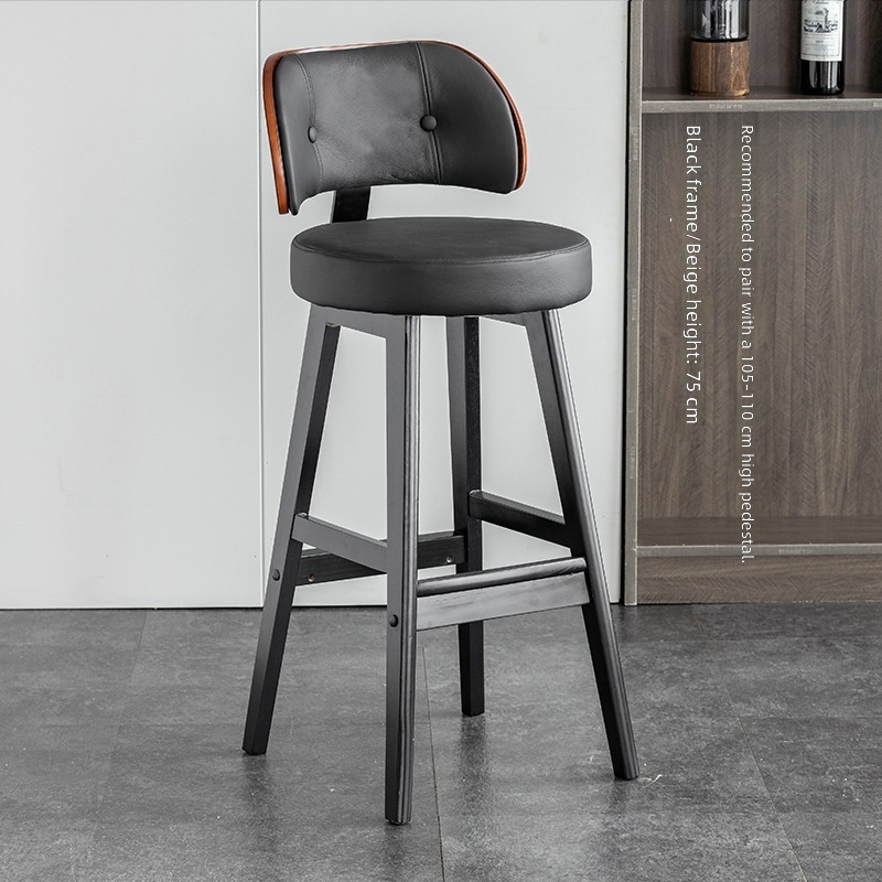 black solid wood feet-black first layer cowhide