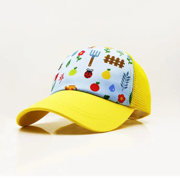 Cappello estivo per bambini in spugna stampato con Logo personalizzato 100% cotone curvo per bambini cappello da bambino in schiuma cappello da camionista