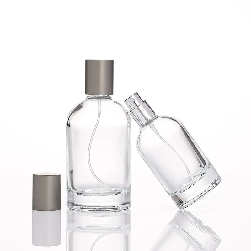 Botella de cristal de lujo para perfume, cristal redondo con pulverizador rellenable, 30Ml, 50Ml, 100Ml