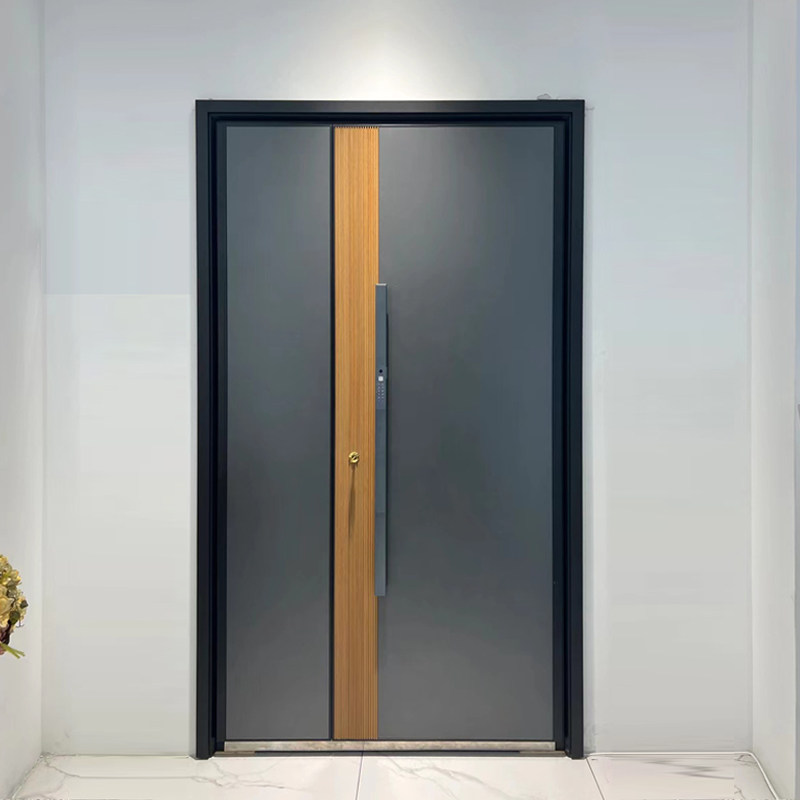Double-sided carved cast aluminum door