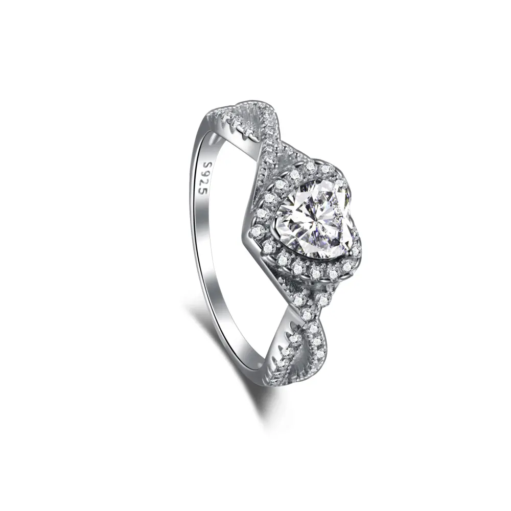 Dylam cincin perak 925 dengan Lab berlian membuat cincin pertunangan Irlandia pernikahan Zircon Online tidak dipalu Band murah Set