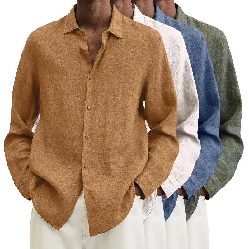 फैशन पुरुषों के वस्त्र पोशाक शर्ट लंबी आस्तीन पोशाक शर्ट के लिए पुरुषों कपास लिनन सांस ढीला शर्ट ब्लाउज