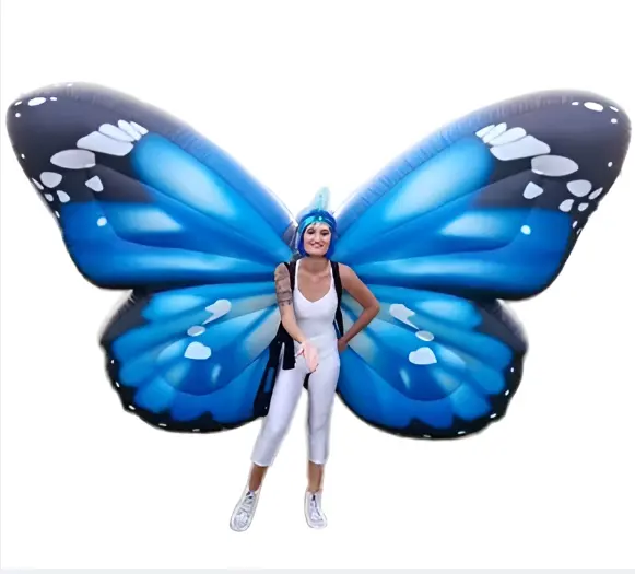 Fantasia de asas inflável para desfile de diversões publicitária de borboletas infláveis