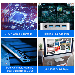 Mini PC con Win11 Business Office & Gaming 16GB memoria Video M.2 Storage piccolo Computer Host - Product Image 2