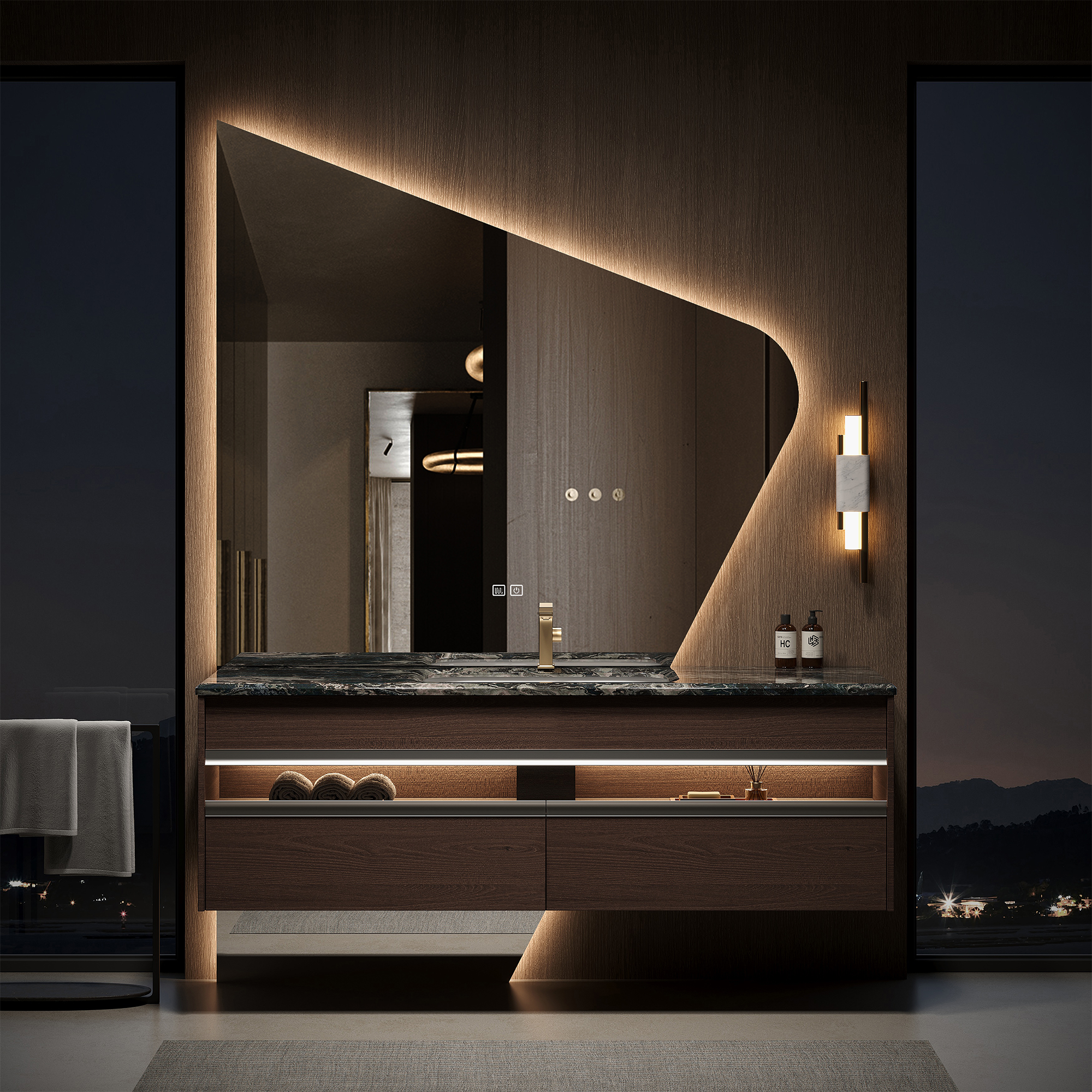 Piano in Marmo Naturale 120 & Lavabo in Ceramica