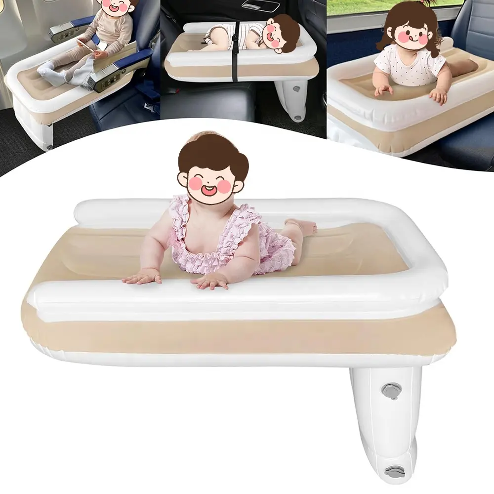 Cama de coche de viaje inflable para bebé con asiento de avión portátil personalizado de fábrica para niños y niños pequeños