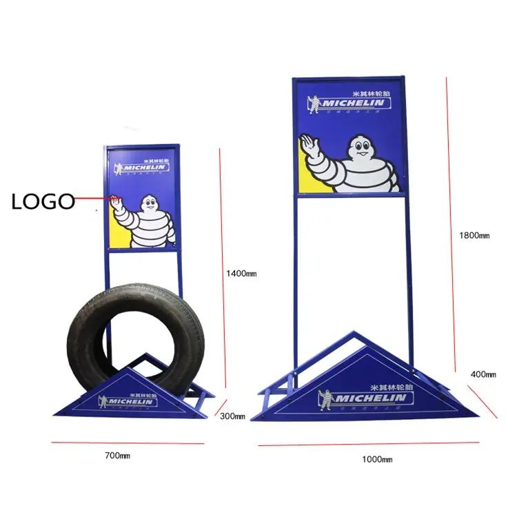 Vendita calda di Disegno Unico Singolo del Pneumatico del Camion Mostra Display Stand Rack Con LOGO Personalizzato