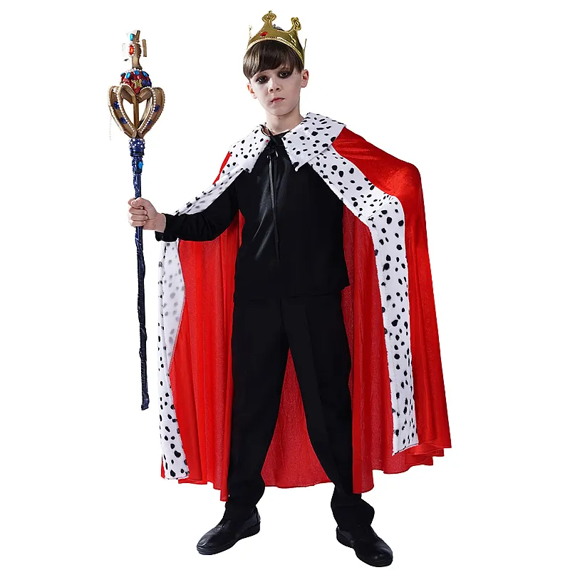 Capa de rey con corona para niños, Cosplay clásico para fiesta de halloween y Navidad, traje de rey guapo para niños