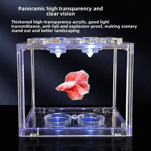 Mini trong suốt <span class=keywords><strong>Acrylic</strong></span> hồ cá với nhỏ vuông xây dựng khối thiết kế máy tính để bàn hiển thị đứng cho Chiến Đấu Cá - Product Image 2