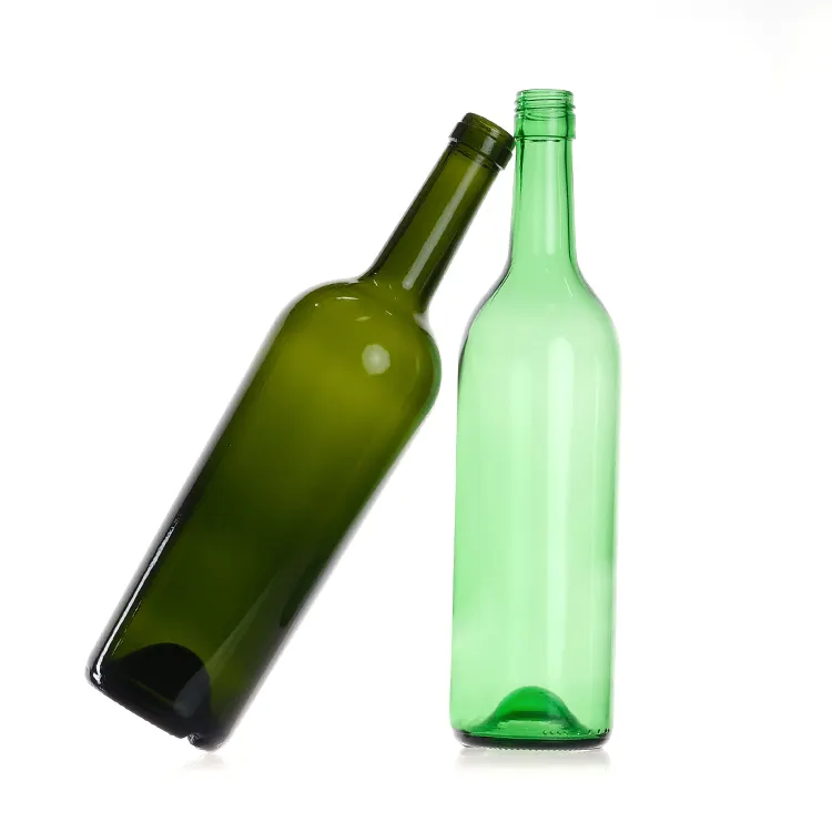 Venta caliente de vidrio 375Ml 1L 3L 750Ml botella de vino verde antigua 750Ml para vino