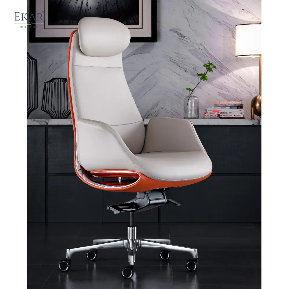 Premium Top-Grain Leather Armrest Office Chair para Profissionais