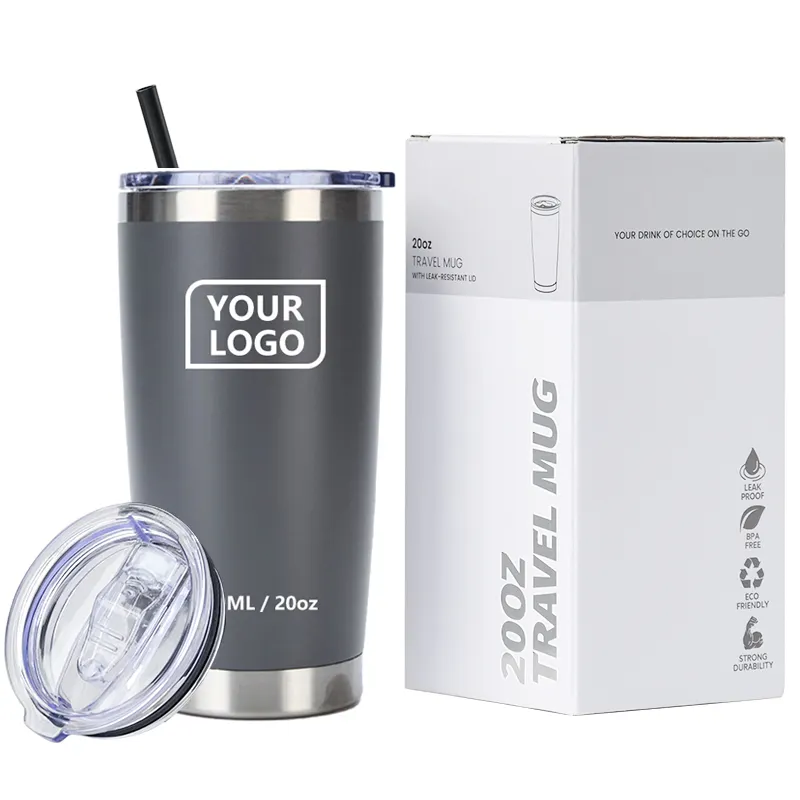 custom logo 20oz reusable water cup double walled stainless steel insulated vacuum yety coffee tumbler 20 oz yety travel mug