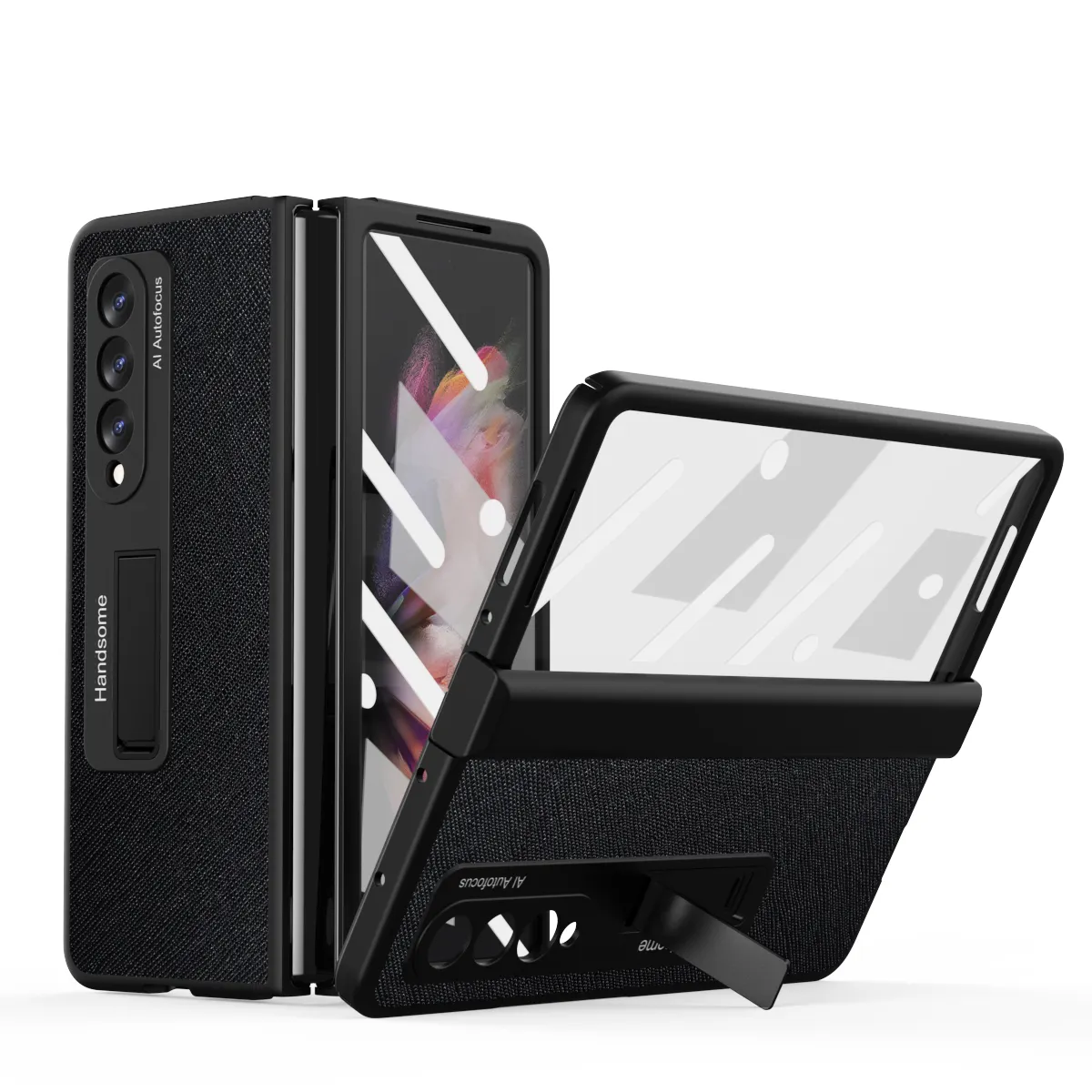 Para Samsung Galaxy Z Fold 3 Telefone Tampa Traseira Caso Suporte Dobrável Liberando Abrir E Fechar de Vidro Filme Protetor Caso de Telefone