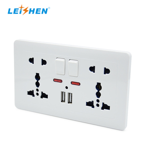 Precio de fábrica 1 Gang 2 Way 5 Pin Eléctrico Montado en la pared Multifunción 13 Amp Interruptor de enchufe universal Salida con 2 USB y LED - Product Image 2