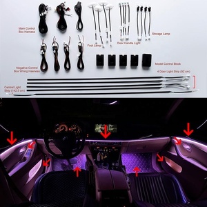 卸売インテリア<span class=keywords><strong>LED</strong></span>アンビエントライトカーインテリアRGBユニバーサル雰囲気装飾照明64色車用 - Product Image 2