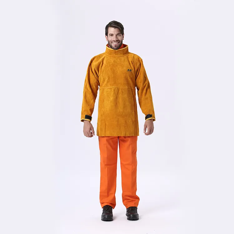 AP-8000 Golden Long Sleeves Fire Retardant clothes for Weld Leather Apron