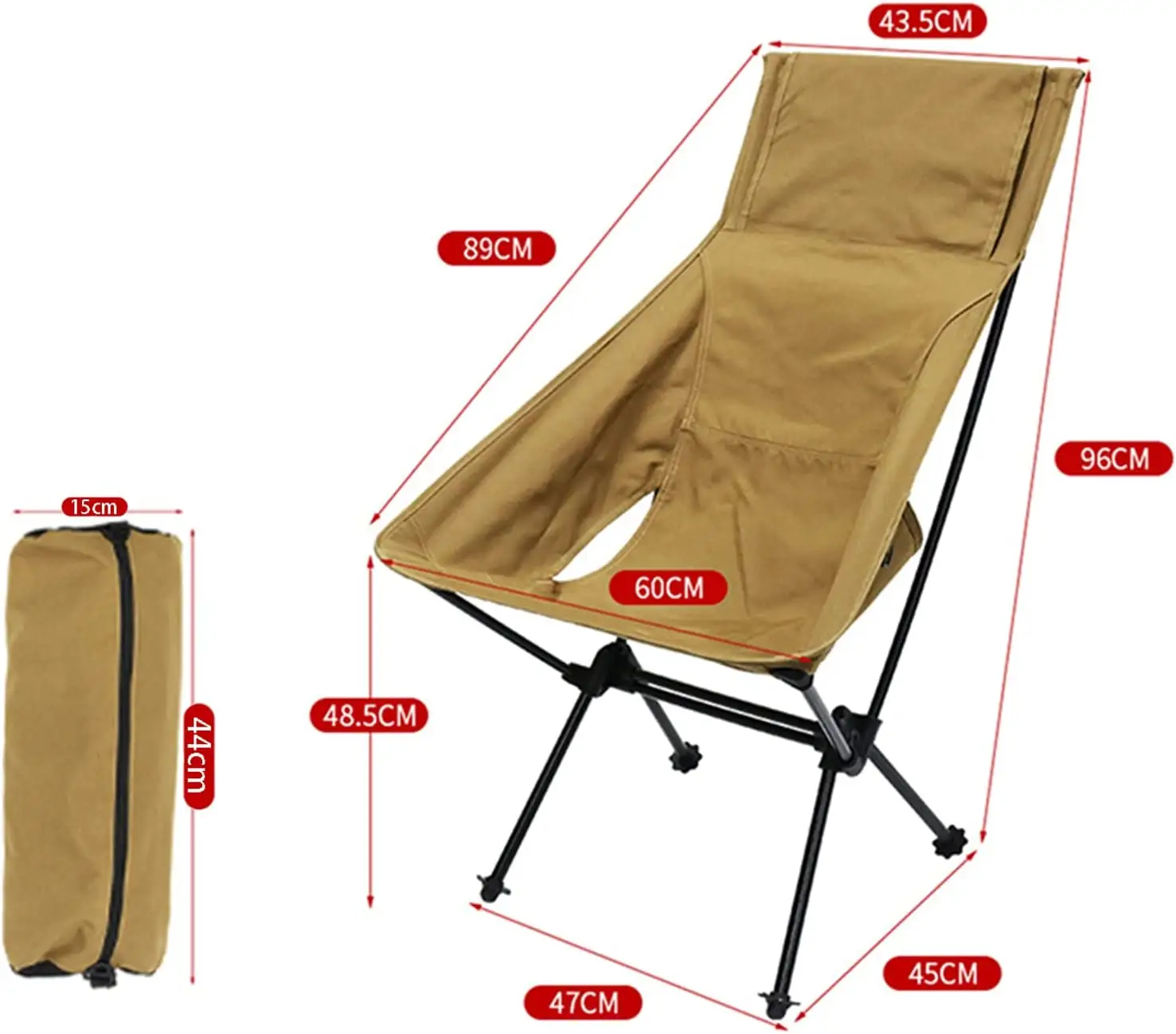 La más nueva silla de respaldo alto Silla de playa plegable para acampar con una almohada desmontable