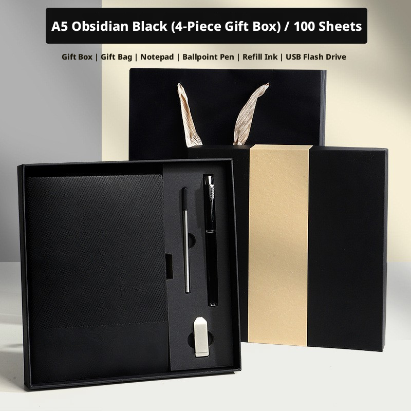 Business black + signature pen + USB drive + gift box