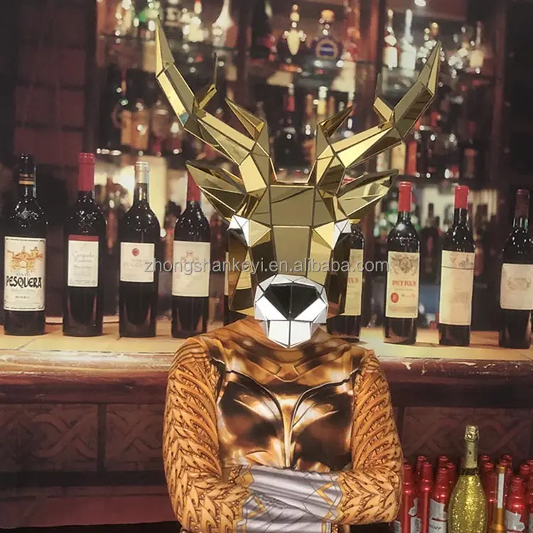 Neue Ankunft Cosplay Kostüm Maskerade Golden Mirror Mask Deer Head