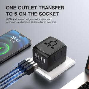 3 USB a 1 USB C portu ile uluslararası priz adaptörü abd ab İngiltere AUS QC3.0 için evrensel seyahat adaptörü 18W çıkış gücü - Product Image 6