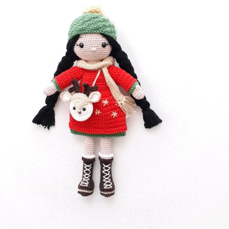 子供のおもちゃのためのホットセール漫画素敵でかわいいあみぐるみ手作りかぎ針編み雪の女の子