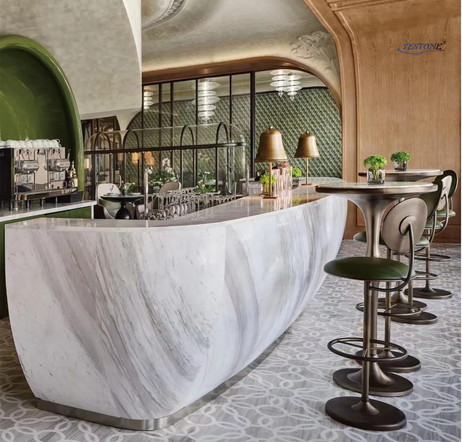 YENSTONE – comptoir de bar en marbre, surface solide, oem, personnalisé, comptoir de bar, art déco, comptoir de bar, café moderne, boutique, design