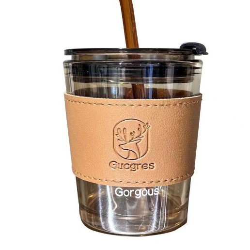 Small 350ml gray cup with brown sleeve