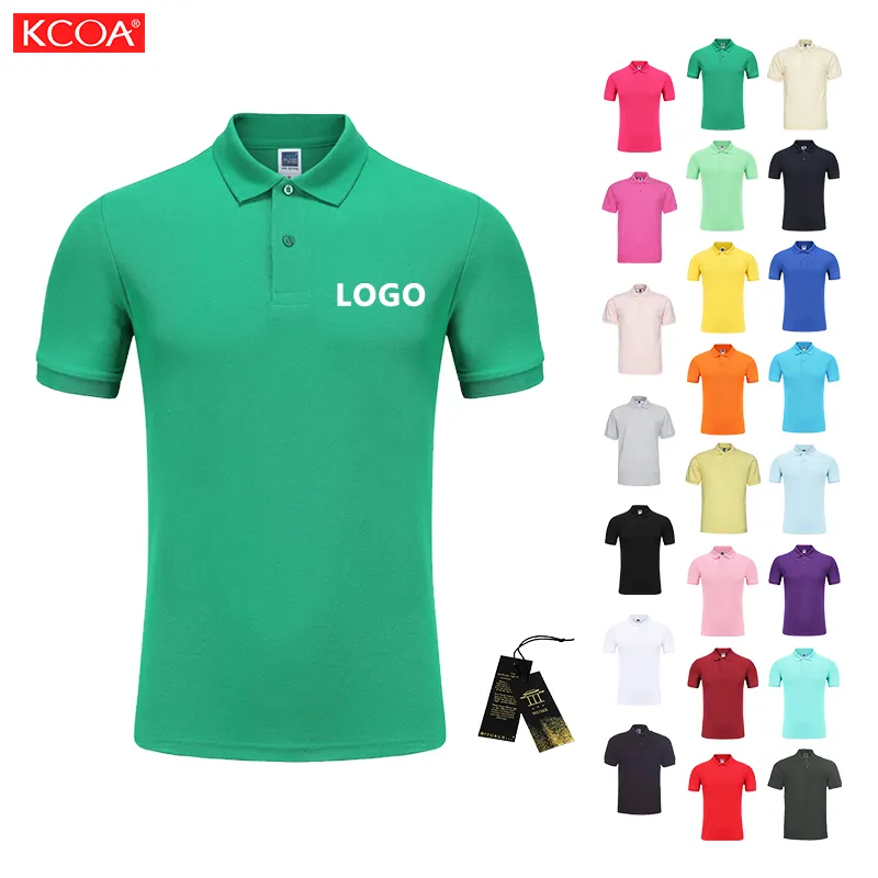 Kaus Polo pria bordir poliester kaus Polo polos warna polos Logo kustom