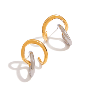 Chic Dual Tone Knot Design Gold <strong>Silver</strong> Tone Ring for Women Casual Formal Wear - Product Image 3