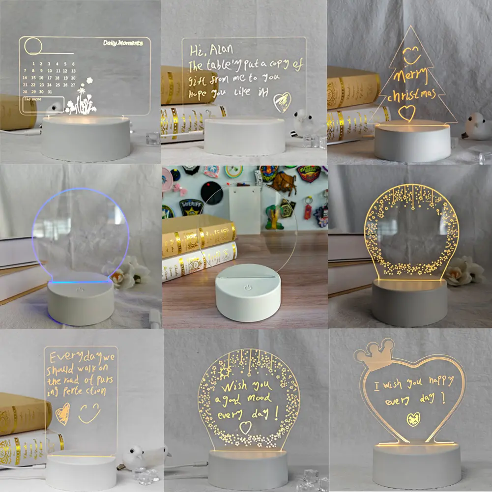 Boce 2024 DIY Cute LED Light Notepad Innovative Erasable Acrylic for Weddings