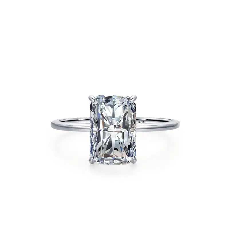 Anillo de compromiso de joyería fina personalizada, circonita cuadrada, Plata de Ley 925, anillo de bodas de lujo ligero a la moda para mujer