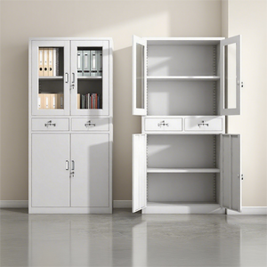 5-Tier kim loại Tủ Sách 2 cửa kính lưu trữ tập tin nội thất văn phòng Kim Loại Kính tủ thép văn phòng tủ với khóa phím - Product Image 3