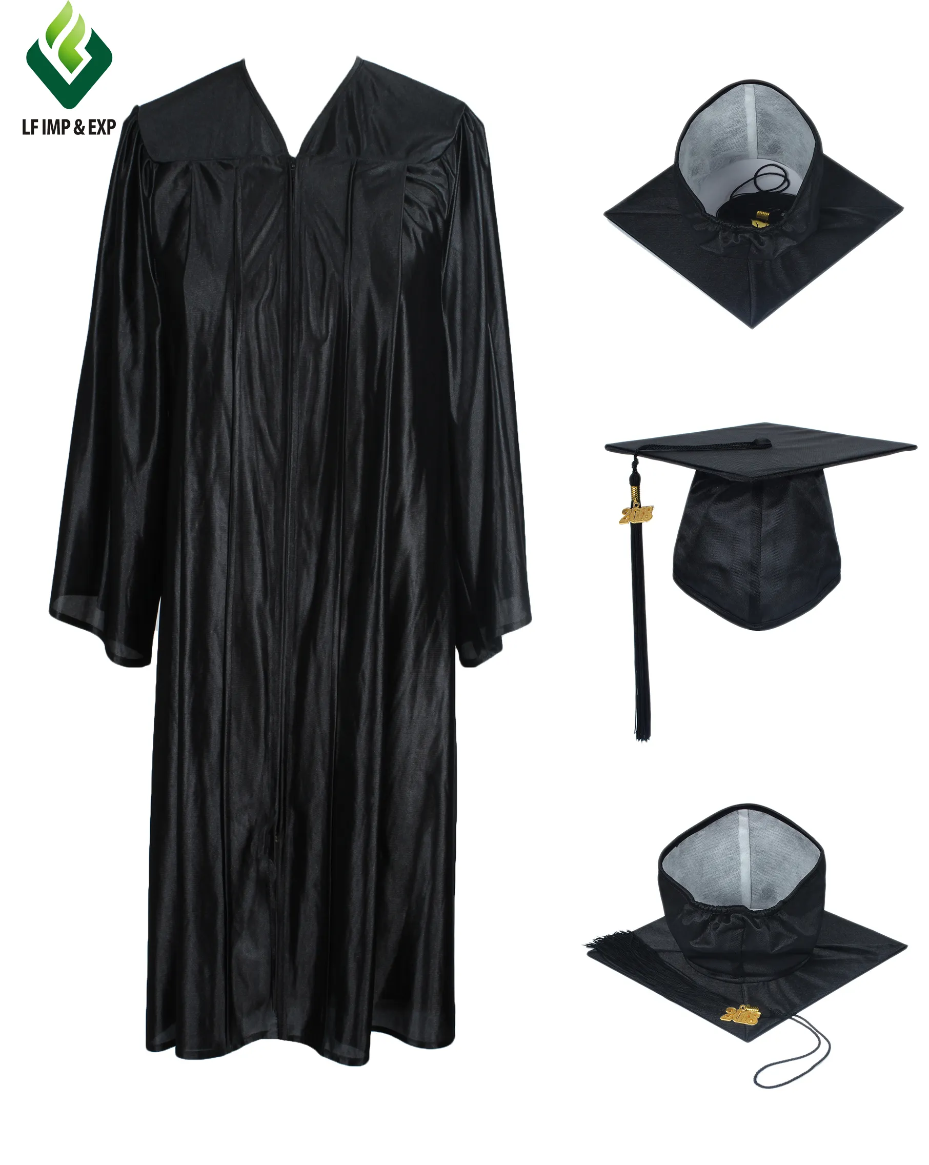 Venta al por mayor de graduación vestido incluyendo vestido sombrero borla de la graduación vestido adulto vestido de graduación de