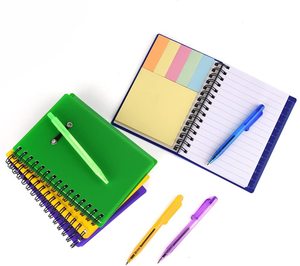 LABON 4 Pieces Spiral <strong>Notebook</strong> Pocket Notepad <strong>With</strong> Pen in Holder and Sticky <strong>Notes</strong>, Page Marker <strong>Index</strong> Tabs Flags - Product Image 4