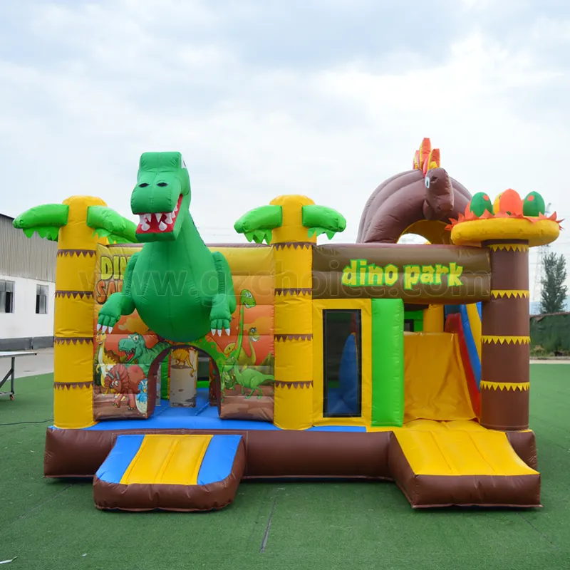 commercial grade 3D dinosaur Jurassic Park Theme jumping house inflatable bouncer bouncy castle with slide