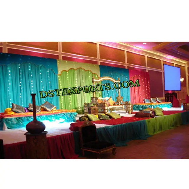 Palco colorido com balanço para festa, decoração de palco estilo indiano para casamento, palco, decoração