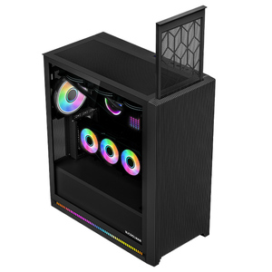 Funda de PC para juegos ATX de alto rendimiento SNOWMAN con vidrio templado de iluminación RGB personalizable y sistema de refrigeración avanzado - Product Image 1