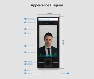 TCP/IP WIFI riconoscimento del volto controllo di accesso & armadietto di presenza di tempo con il citofono di visione notturna del lettore di impronte digitali 4G opzionale - Product Image 6